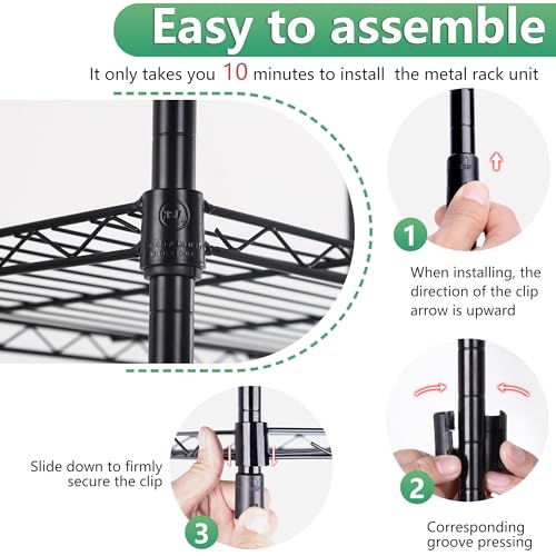 5 Tier Wire Shelf (Black / 22"D x 12"W x 48"H)