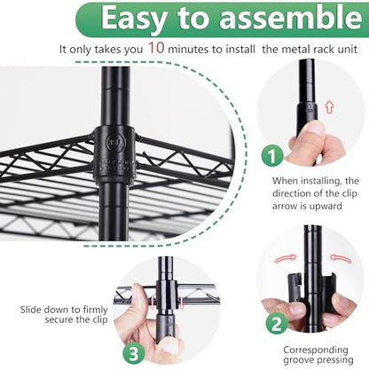 5 Tier Wire Shelf (Black / 22"D x 12"W x 48"H)
