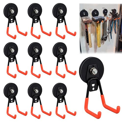 Heavy Duty Magnetic Garage Hook (2.59INCH 10PACK Orange Medium Hooks)