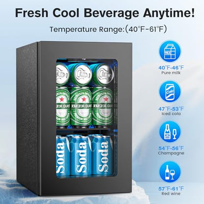 24 Cans Beverage Refrigerator Cooler (Black)