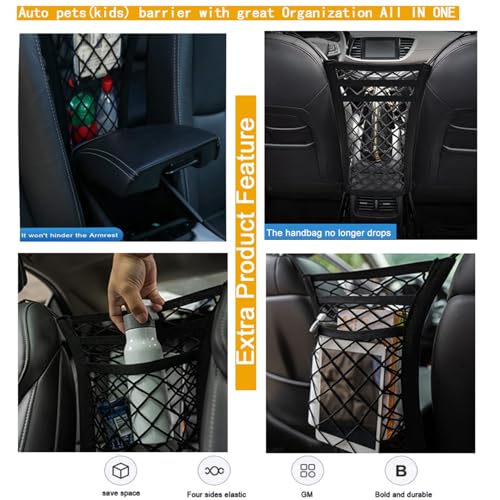 Dog Car Net Barrier with Mesh Organizer (11.7 in × 11.7 in)