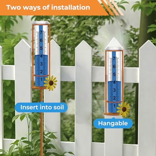 Rain Gauge Outdoor (3-section Flower Rain Gauge)