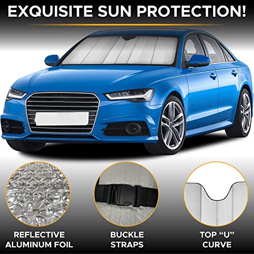 Accordion Car Windshield Sun Shade (Large-Grey)