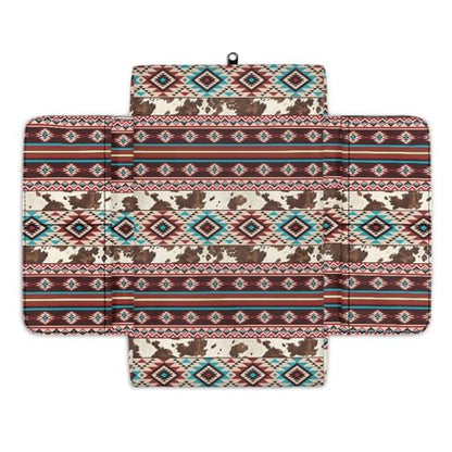 Aztec Brown Cow Print Car Center Console Cushion Cover Comfortable Armrest Seat Box Lid with Organizer Pockets Anti (Aztec Brown Cow Print)