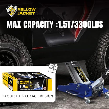 Floor Jack 1.5 Ton Hydraulic Low Profile Aluminum and Steel Car Jack Lightweight Service Jack with Quick Lift Dual Pump (Aluminum & Steel / 1.5T low profile dual pump)