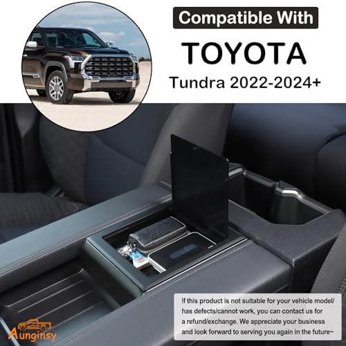 Armrest Hidden Storage Cover Lid for Toyota Tundra SR (Matte Black(B))