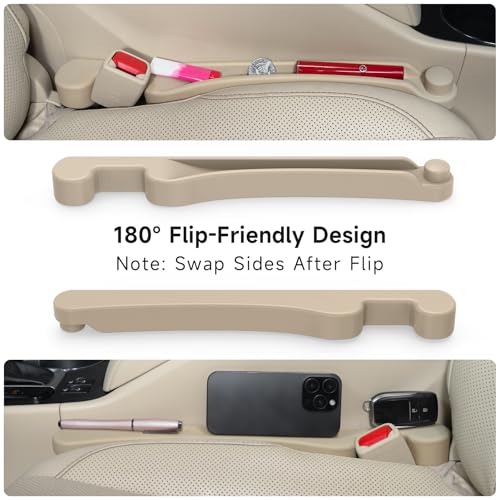 Car Seat Gap Filler Organizer 2Pack Soft Foam 3IN1 Multifunctional (Beige / Narrow)