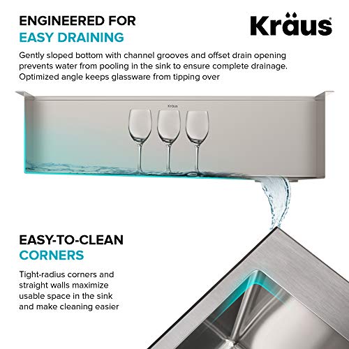 KWU110-32-100-100MB, Kore Workstation 32-inch Undermount 16 Gauge Single Bowl Stainless Steel Kitchen Sink with WasteGuard 1 HP Continuous Feed Garbage Disposal (Stainless Steel / 32 Inch / Sink and Garbage Disposal 1HP)