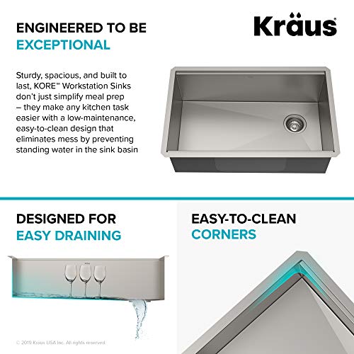 Kore Workstation 30 (Stainless Steel / 30 Inch / Sink and Garbage Disposal 1HP)