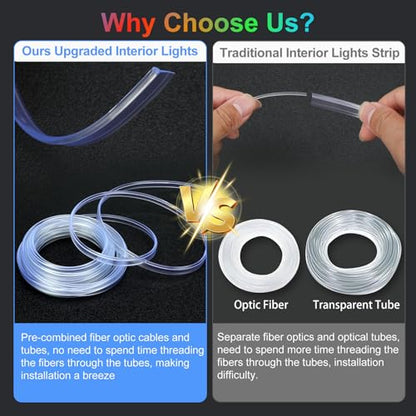 5-in-1 RGB Car LED Lights Interior, Pre-Combined 236inch Fiber Optic Cable (5 in 1 APP Control Car Lights)