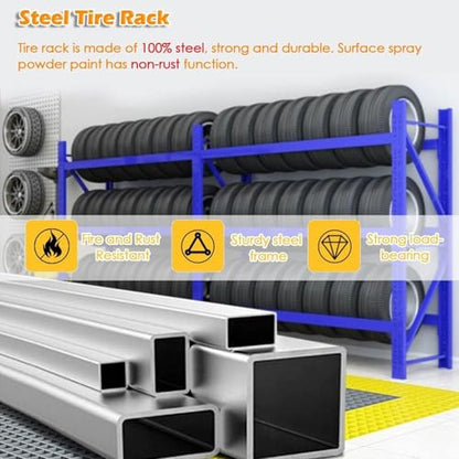 Adjustable Height Tire Storage Rack for Garage (78.7x23.6x78.7in)