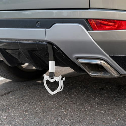 2 Pcs Devil Heart Shaped Car Handle Strap (White-Tail)