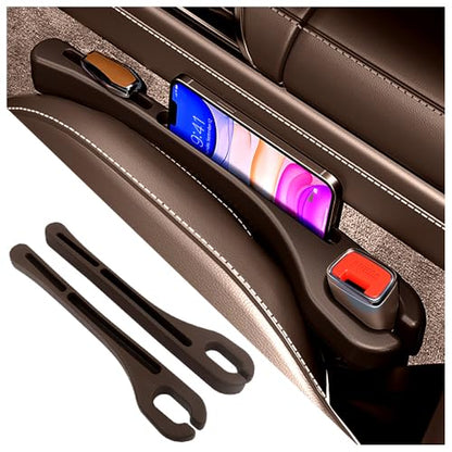 2026 Upgrade] 2PCS Car Seat Gap Filler with Phone Holder (Brown)