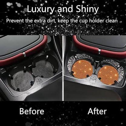 2pcs Bling Car Cup Holder Coaster (Orange / 2pcs)