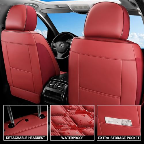 Car Seat Covers Full Set (Wine-Red / Full Set)