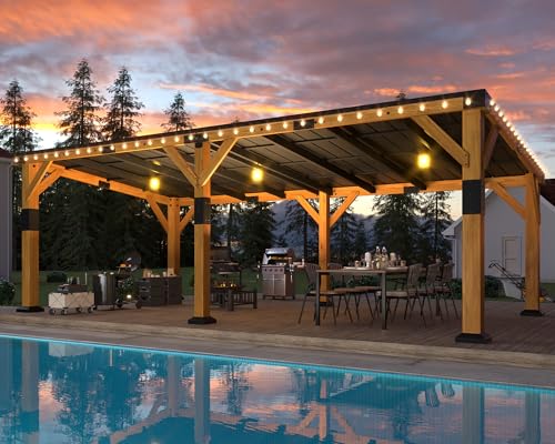 12x24x8.2 FT Heavy Duty Cedar Wood Carport for 2 Cars (12x24x8.2 FT)