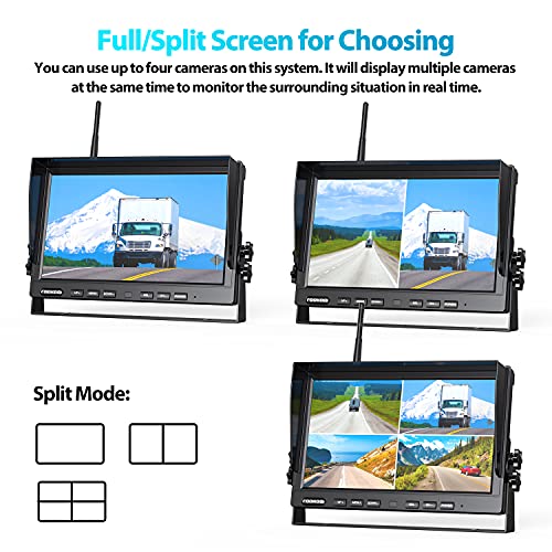 HD 1080P 10" Wireless RV Dual Backup Camera System with Recording (Black / 10" 4-Cam)
