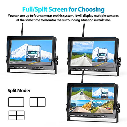 HD 1080P 10" Wireless RV Dual Backup Camera System with Recording (Black / 10" 4-Cam)