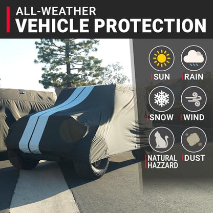 Car Cover Waterproof All Weather for 1998 (Black / Gray (Stripe) / 63. Tracker 2-Door 1998-2004)