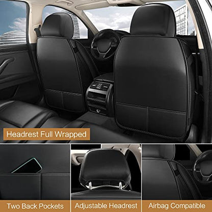 Leather Car Seat Covers Full Set (BLACK LINE / FULL SET)