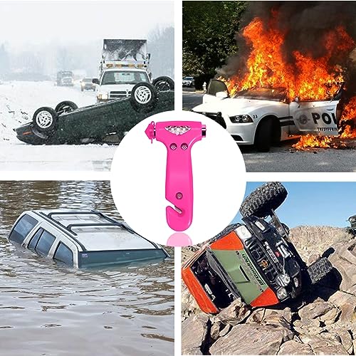 Car Window Breaker Seatbelt Cutter and Emergency Glass Breaker (Pink)