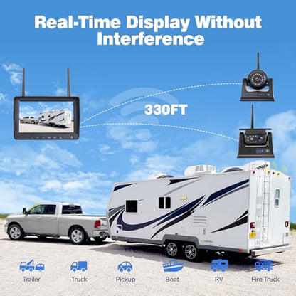 1080P 7" Magnetic Wireless RV Backup Camera System (7" 4-Cam)