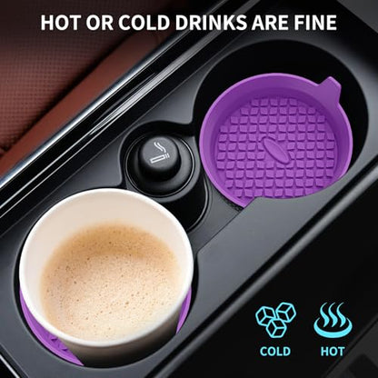 Car Cup Holder Coasters [4 Pack] Silicone Cups Mats (4pack-deep Purple)