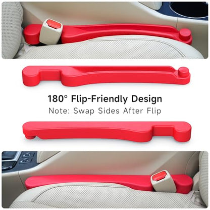 Car Seat Gap Filler Organizer 2Pack Soft Foam 3IN1 Multifunctional (Red / Narrow)