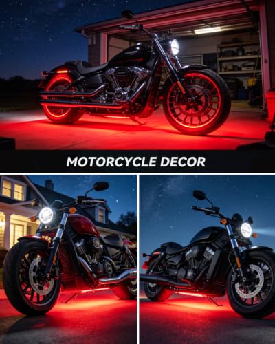 12V Led Light Strip for Car Motorcycle Golf Cart 12.5In Red 4Pack (Red Led Strip)
