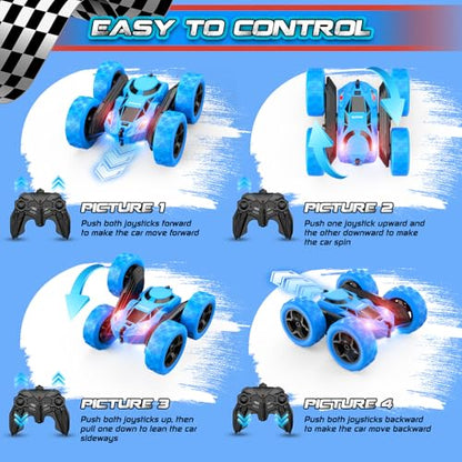 Blue RC Stunt Car for Boys Kids (Blue Pro)