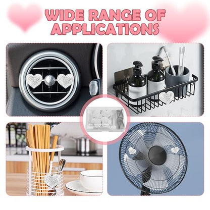4PCS Heart Shaped Car Vent Clips with Rhinestone (White)