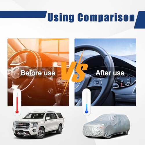 6 Layers Waterproof SUV Car Cover for GMC Yukon XL 2000 (LM-Silver / 32. Custom Fit GMC Yukon XL)