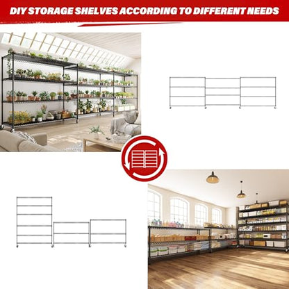60" W 6 Tier Wire Shelving with Wheels & Feet (6-Tier,60" W X 82.6" H X 17.7" D)
