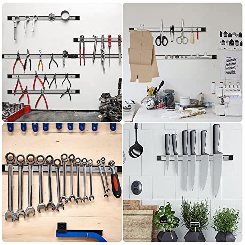 4 Pieces 12" Magnetic Tool Holder Strip (Silver 4PC / 12")