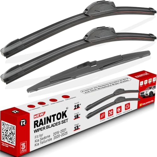 3 Pack Windshield Wiper Blades Replacement for Kia Sedona Telluride (26"/18"/13")