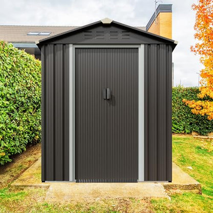 JY QAQA 5x3 FT Metal Outdoor Garden Storage Shed (Gray / 5 x 3 x 6 FT)