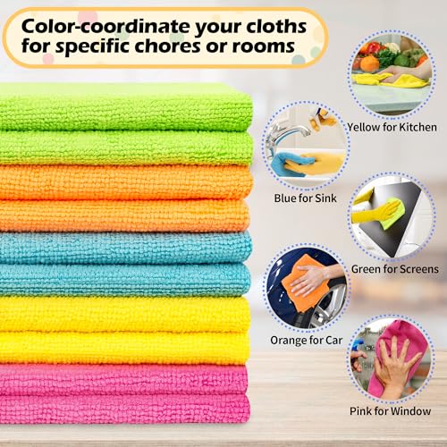 Microfiber Cleaning Cloth (20pk / 5 Colors Assorted)