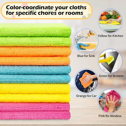 Microfiber Cleaning Cloth (20pk / 5 Colors Assorted)