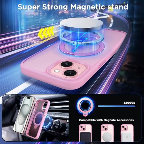 Magnetic Case for iPhone 15 with Stand (6.1" (for iPhone 15) / Pink)