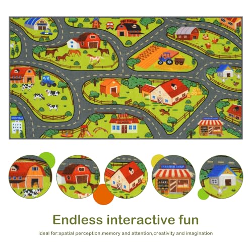 Kids Rug Play Mat (2'8" x 5' / Green Farm)