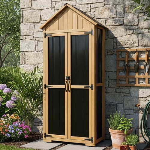 Outdoor Storage Cabinet Waterproof (Black / Standard 28" x 13.3" x 67")