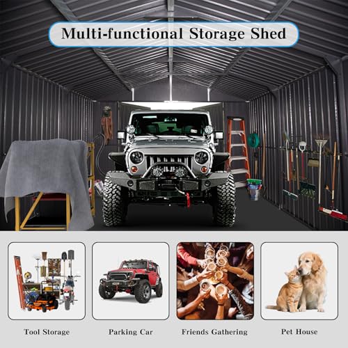 Domi 12x15FT Outdoor Metal Garage Shed (12'X15')