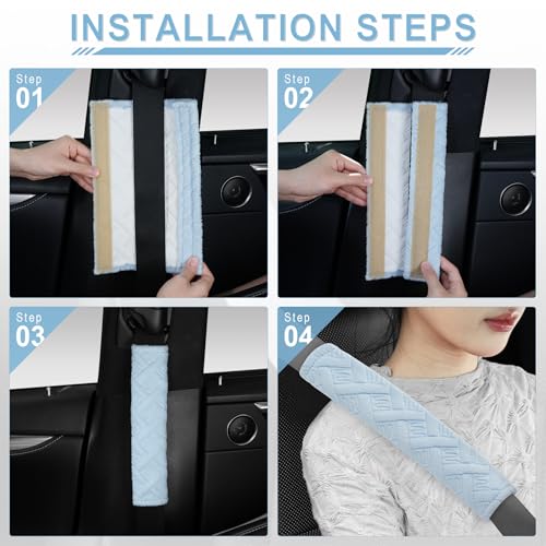 2 Pack Universal Car Shoulder Strap Pads Cover for A More Comfortable Driving (Pale Blue)
