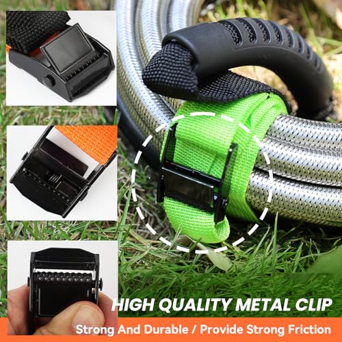 Heavy Duty Storage Straps with Handle and Easy Adjustable Steel Black Lock Slider Buckles (3 Pack)