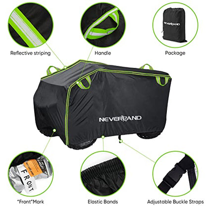 ATV Cover Heavy Duty Waterproof 4 Wheeler Cover for Honda L (Green & Black / L-78.7''L x 37.4''W x 41.7''H)