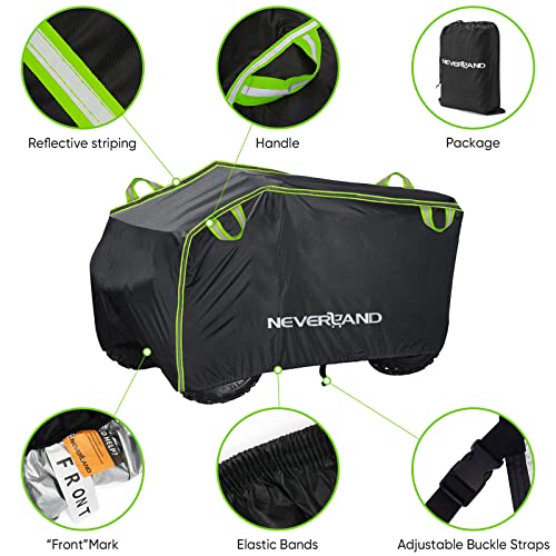 ATV Cover Heavy Duty Waterproof 4 Wheeler Cover for Honda L (Green & Black / L-78.7''L x 37.4''W x 41.7''H)
