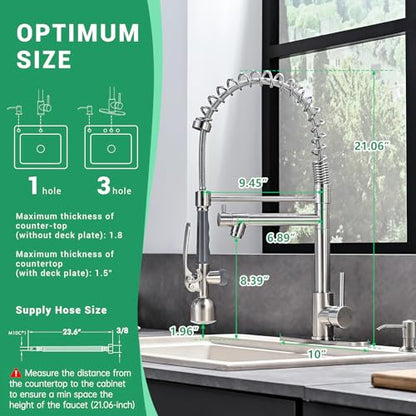 Commercial Kitchen Faucets with Pull Down Sprayer Brushed Nickel (Nickel)