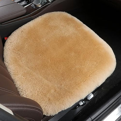 Genuine Sheepskin Car Seat Cover for Fuzzy Soft Fur Wool Cushion (Honey Beige)