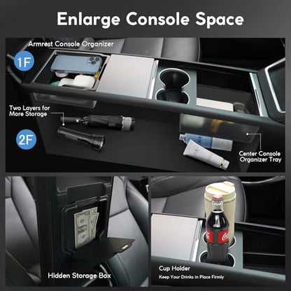 Upgrade 5Pcs Center Console Organizer Tray for Tesla Model Y Juniper 2025&Tesla Model 3 Highland 2024 2025 (for Tesla Model Y Juniper 2025&Model 3 Highland)