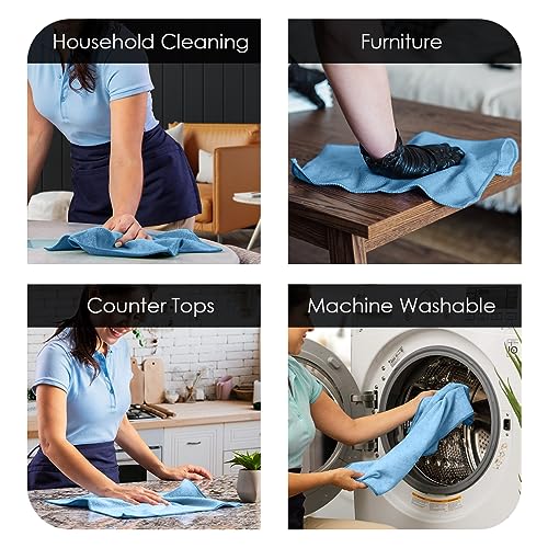 Microfiber Cleaning Cloths (Pack of 36 - 16x16 Inches / Multicolor)